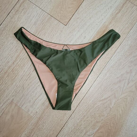 New J.Crew Bikini Bottom Women’s Med Curved Waist Cheeky Green Swimwear - Picture 1 of 7